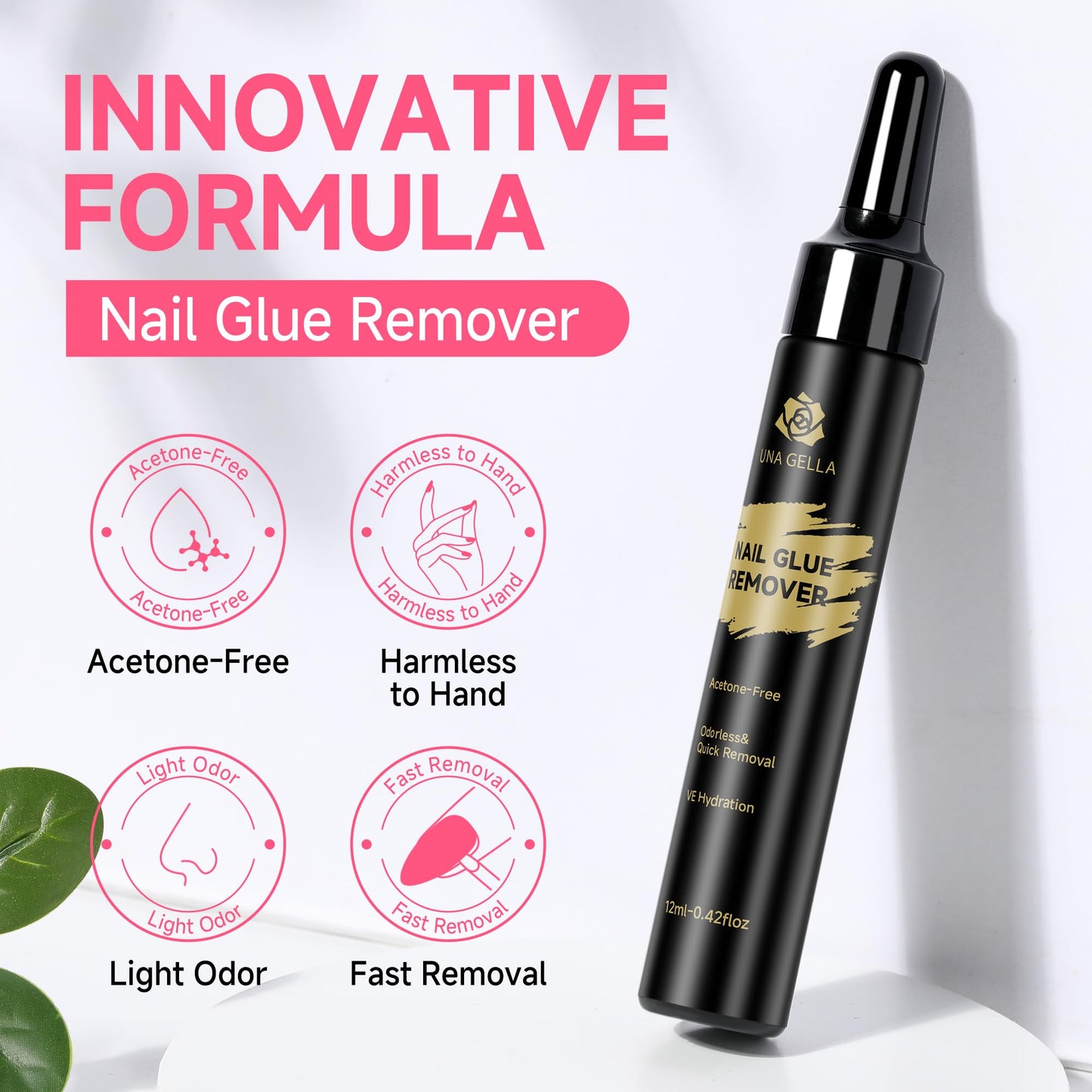 UNA GELLA Semi Solid Nail Glue for Press Ons Lamp-Free 10ml and Soak Off Gel Nail Glue Remover for False Acrylic Nails 12ml, Super Strong G lue Quick Removal Kit