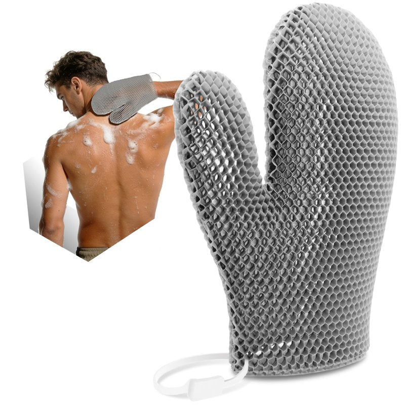 Bath Mitt - Exfoliating Glove, Honeycomb Body Scrubber,Massage Body Scrub Gloves for Home Spa,Mitt Sponges for Cleaning Body,Deep and Gentle,Fast foaming (Grey, (Standard,Large Size))