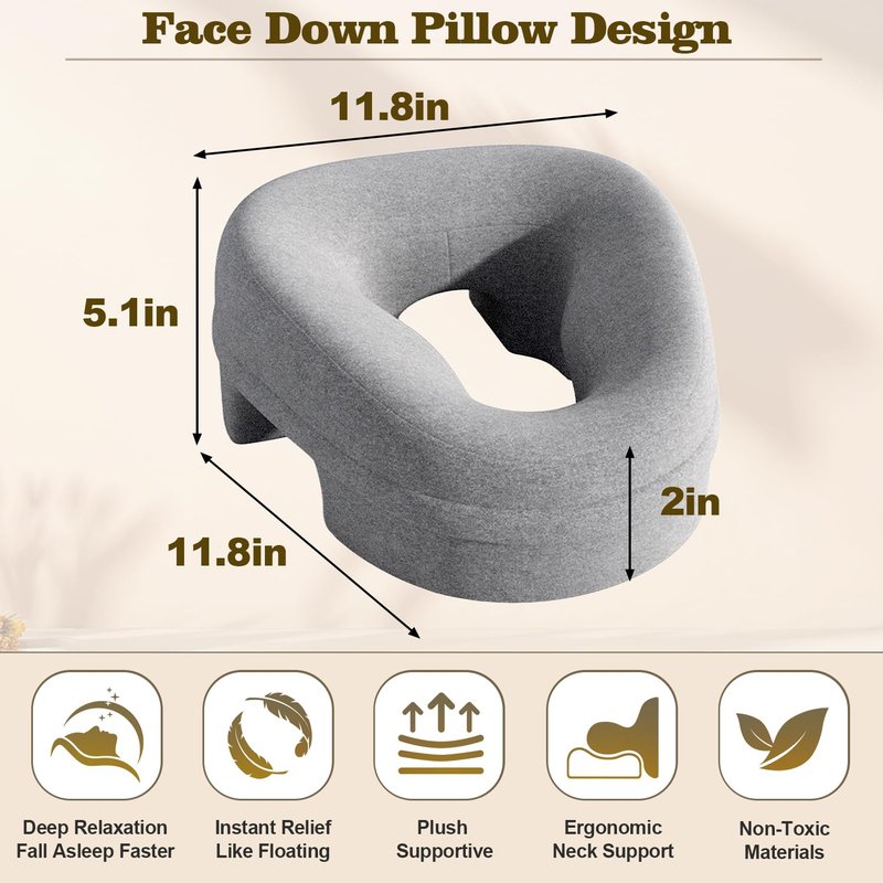 Skiennix Face Down Pillow - Comfortable Massage Headrest for Prone Sleeping | Ideal for Recovery