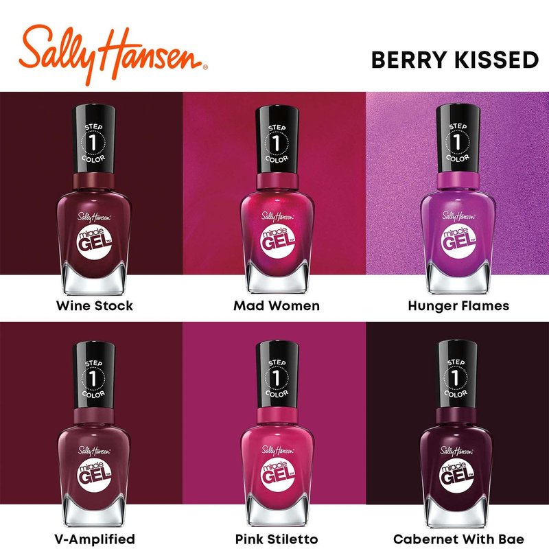 Sally Hansen Miracle Gel Nail Polish - Long-Lasting Gel-Like Formula | Opaque Shimmery Purple | 529 Hunger Flames