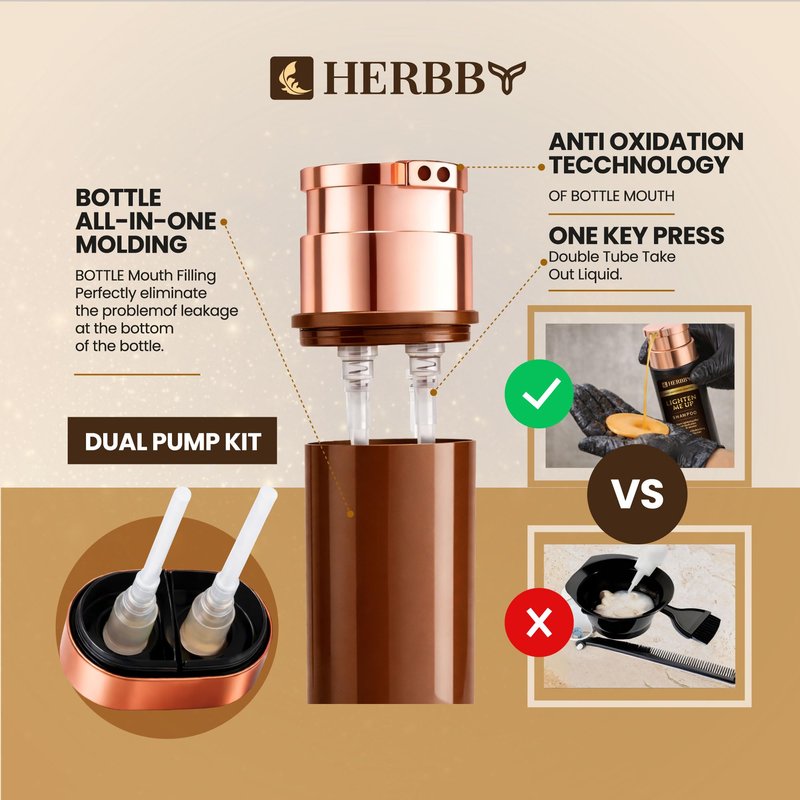 HERBBY Hair Lightening Shampoo, Bleach-Free with 9 Herbals Formula for Lightening Black, Dark & Medium Hair Colors – Instant Lightening with each use, No Damage – 250ml
