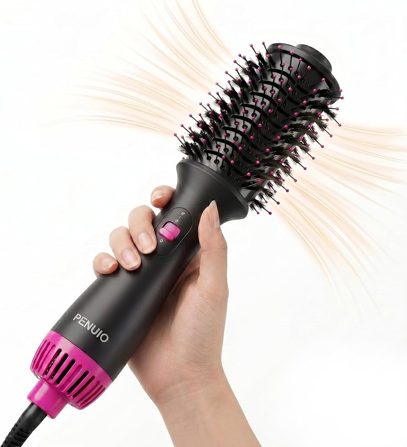 Hair Dryer Brush - 4-in-1 Hot Air Styler & Volumizer | Ionic Oval Barrel for Medium & Long Hair