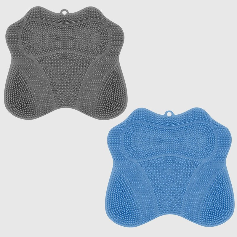 Shower Foot Scrubber Mat,Shower Foot and Back Scrubber with Wall Mount Suction Cups,Foot Scrubber for Use in Shower for Improve Skin Exfoliation(Grey&Blue)