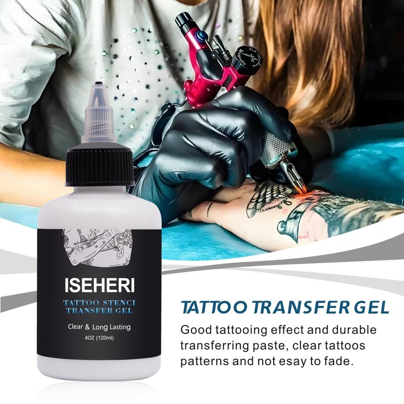 ISEHERI Tattoo Transfer Gel, 4oz Stencil Cream - Fast & Clear Long Lasting Solution for Tattoo Artists - Supplies