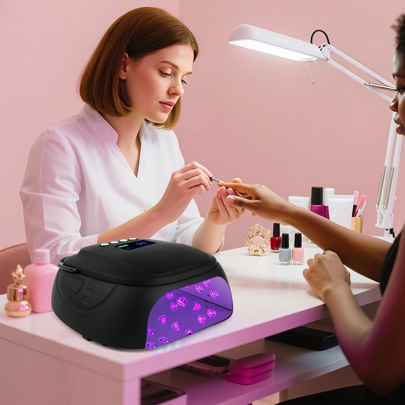 BOMOQING 126W Rechargeable UV LED Nail Lamp, Portable Cordless Nail Dryer with Auto Sensor and 4 Timer Settings, Professional Curing Lamp for Gel Polish and Salon (Black)