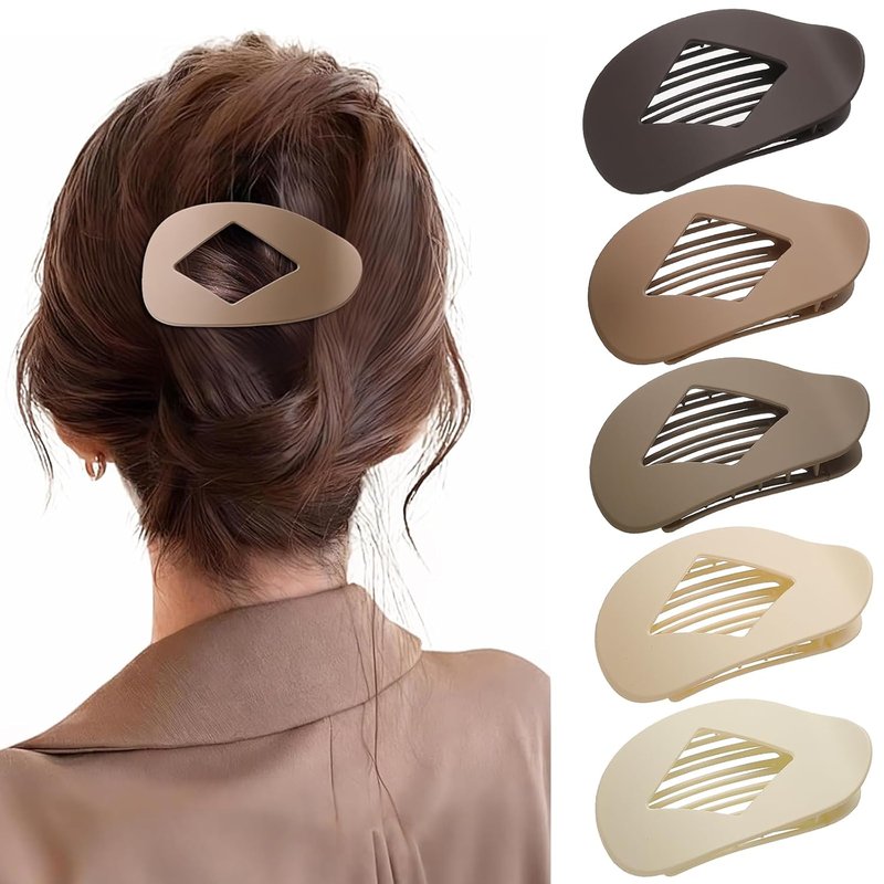 Flat Hair Clips for Women - 5 Pack Large French Duckbill Claw Clips | Strong Hold for Thick & Thin Hair