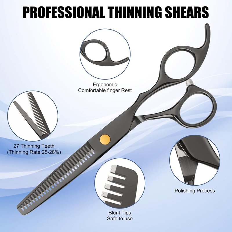 Professional Hair Cutting Scissors Set - Stainless Steel Shears & Thinning Scissors for Salon & Home Use | Unisex