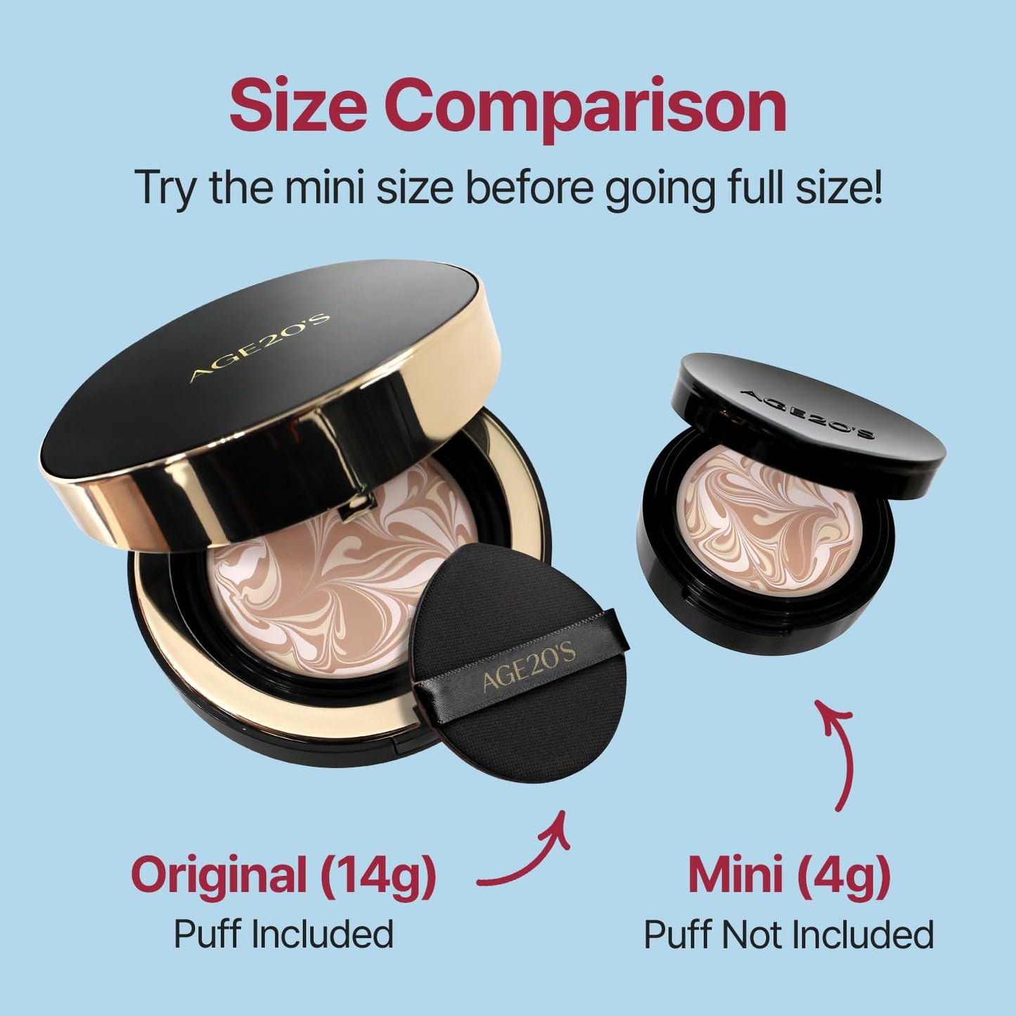 [MINI SIZE] AGE20'S Signature Essence Pact | 29W | Vegan Korean Cushion Foundation | Pack of 1 | Cream Foundation, Dewy & Glow Finish, Natural Coverage, SPF 50+ | 0.14 oz
