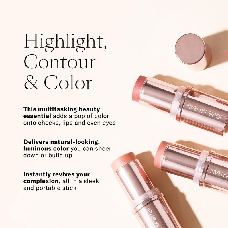 Josie Maran Blushing Argan Multi-Use Make Up Stick - Lip, Eye & Cream Blush Stick - Argan & Mineral-Based Pigments - Soft & Smoothing Moisture - Sheer & Luminous Color (4 Pieces)