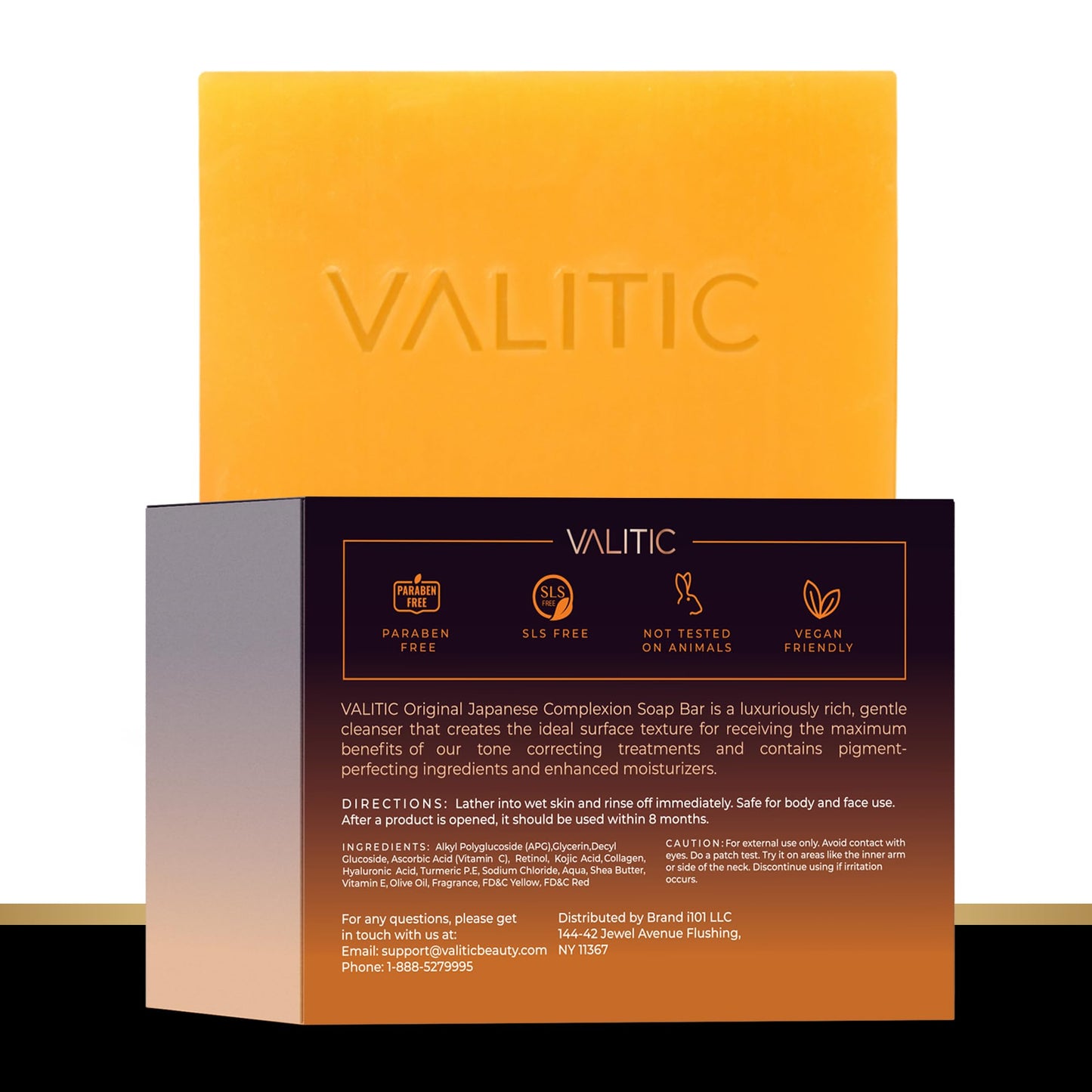VALITIC Kojic Acid Vitamin C and Retinol Soap Bars with Turmeric for Dark Spot - Original Japanese Complex Infused with Collagen, Hyaluronic Acid, Vitamin E (2 Pack) - With Scrub Bag
