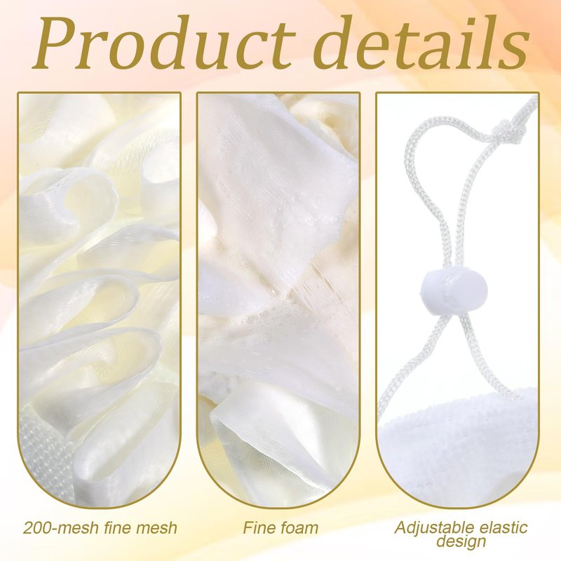 2 Pcs Bar Soap Loofah Pouch, 2 in 1 Exfoliating Washcloth with Soap Pocket for Cleansing and Smooth Skin, Reusable Shower Sponge, Body Scrubber Shower Bath Sponge Loofah, Beige