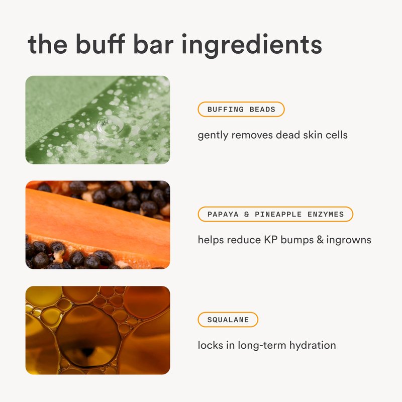 NEW Nood™ Buff Bar — Pre-Shave Exfoliating Body Scrubber Treatment for Keratosis Pilaris (KP) Bumps — Reduce Ingrown Hairs, Improve Skin Texture, & Reveal Brighter, Healthier Skin