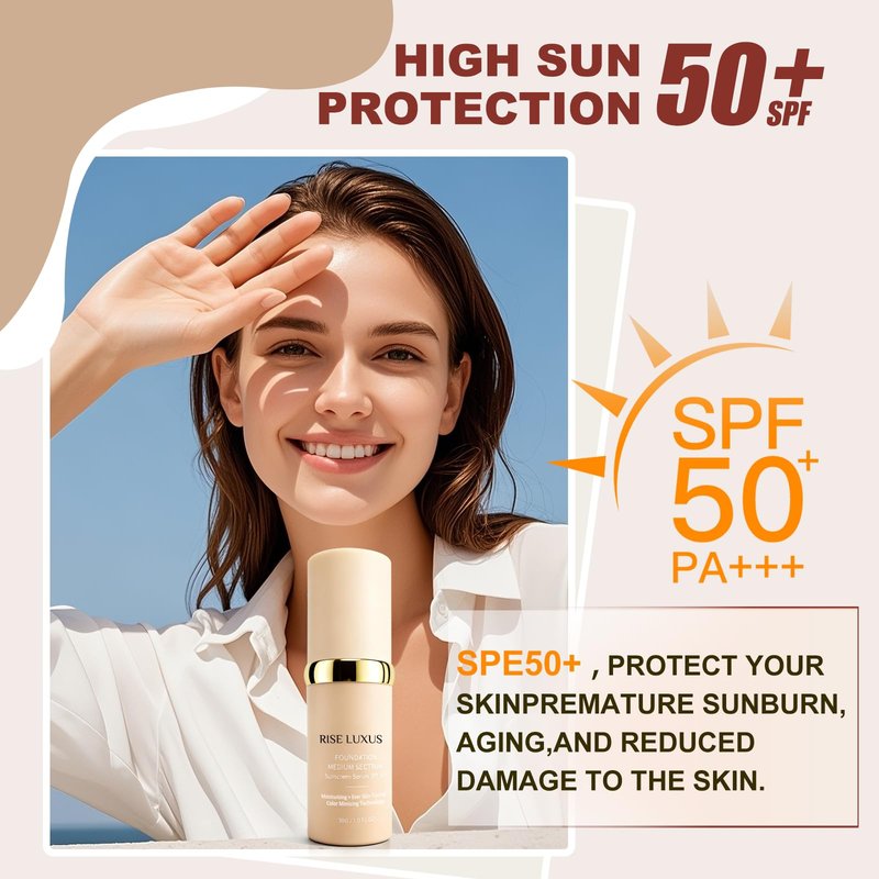 Rise Luxus Ultrablend 4 In 1 Foundation, 2025 New Upgrade Match Skin Color Changed Foundation Liquid With Spf 50,Glowing Hydrating, Waterproof for Makeup