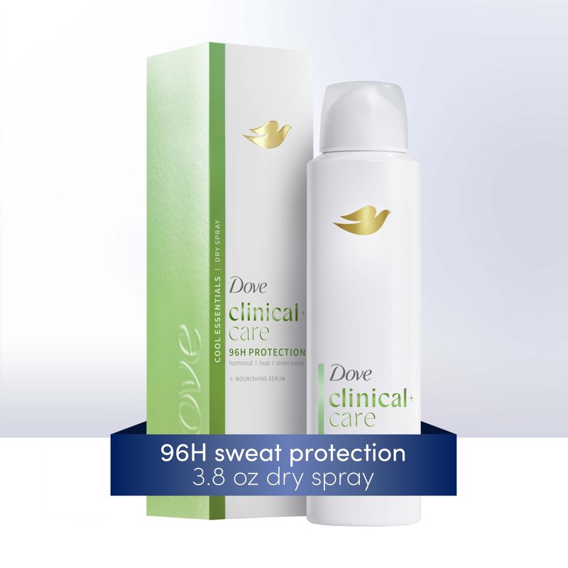 Dove Clinical + Care Antiperspirant Deodorant Dry Spray for Women Cool Essentials 3.8 oz