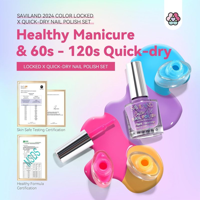 SAVILAND Quick Dry Nail Polish Set - 14 Pcs Neon Summer Colors | Fast-Drying Glitter & Regular Finish for Stunning Manicure
