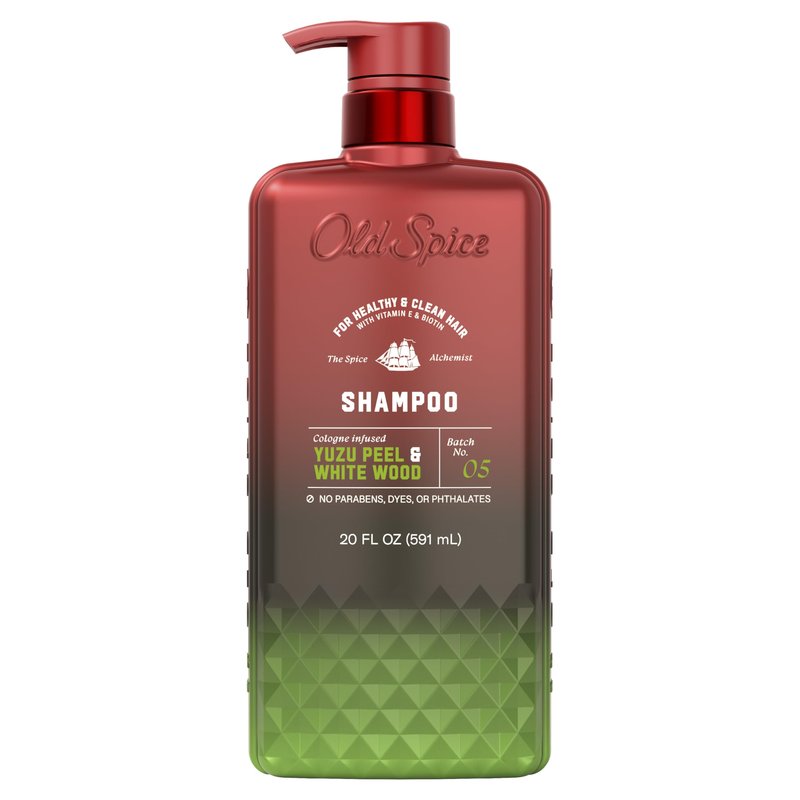 Old Spice Mens Shampoo, The Spice Alchemist Collection, Cologne-Infused Yuzu Peel & White Wood Scent, Free of Parabens & Phthalates, 21.9 fl oz