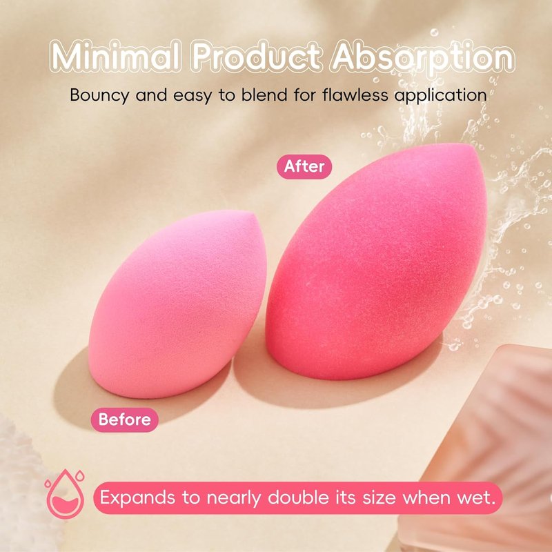 Makeup Sponge Set - 6 Pcs Latex-Free Beauty Blenders for Foundation & Cream | Ultra-Soft Multi-Angle Blending Sponges