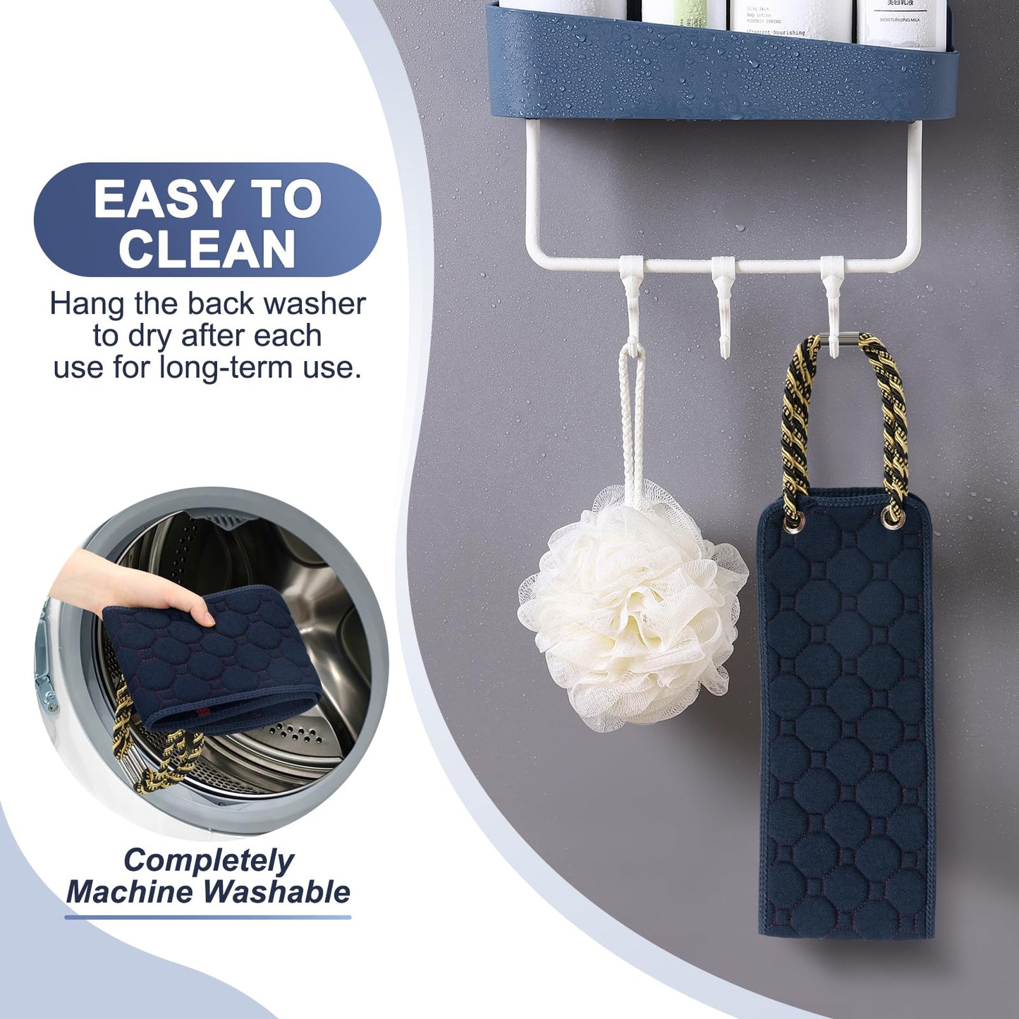 Exfoliating Back Scrubber with Handles, 39 Inch Double-Sided Back Exfoliator Body Scrub Towel, Exfoliating Washcloth Bath Tool for Use in Shower, Back Washer to Deep Clean Your Skin for Men & Women