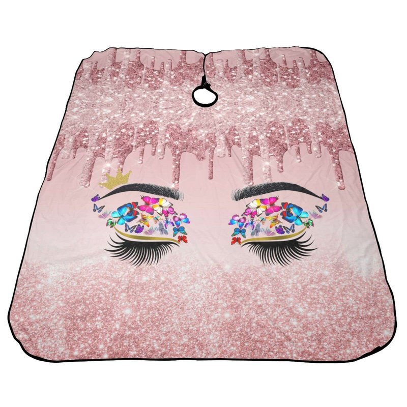 Carwayii Barber Cape Hello Glitter Gorgeous Eyelash Salon Apron Hair Cutting Cape Barbershop Kits For Women-55''X66''