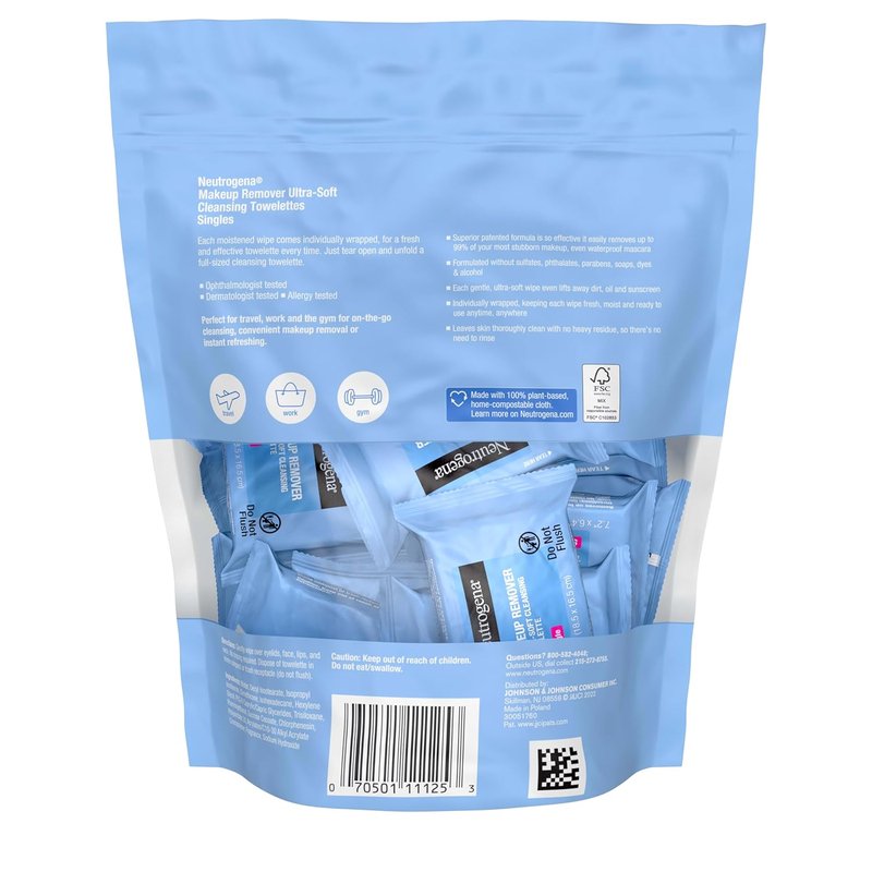 Neutrogena Makeup Remover Wipes - Alcohol-Free Cleansing Towelettes | 20 Count for Easy Makeup Removal