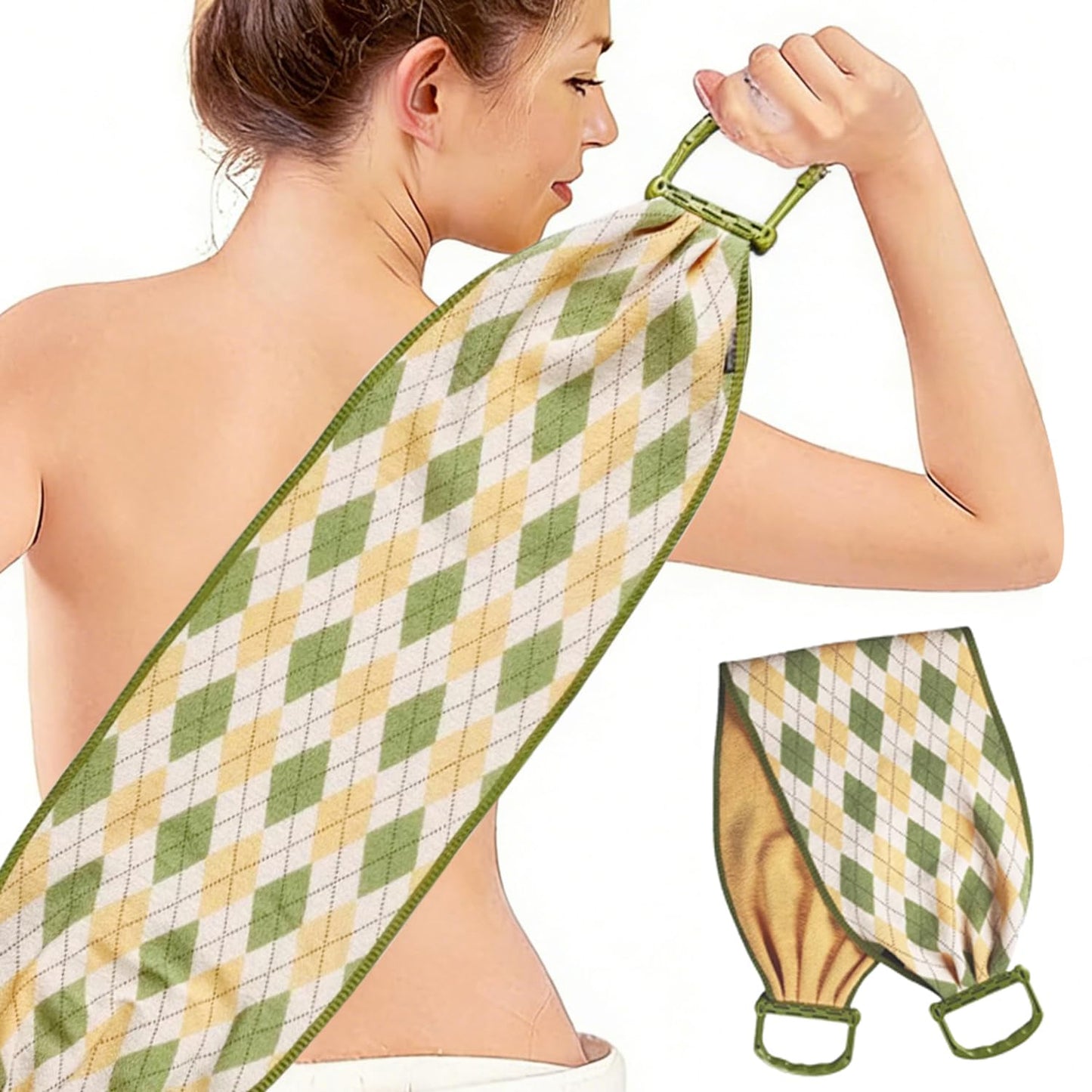 Exfoliating Back Scrubber for Shower with Handles,Double Sided Back Exfoliator,Bath Back Washer,Back Washer to Deep Clean Your Skin for Men & Women (Beige)