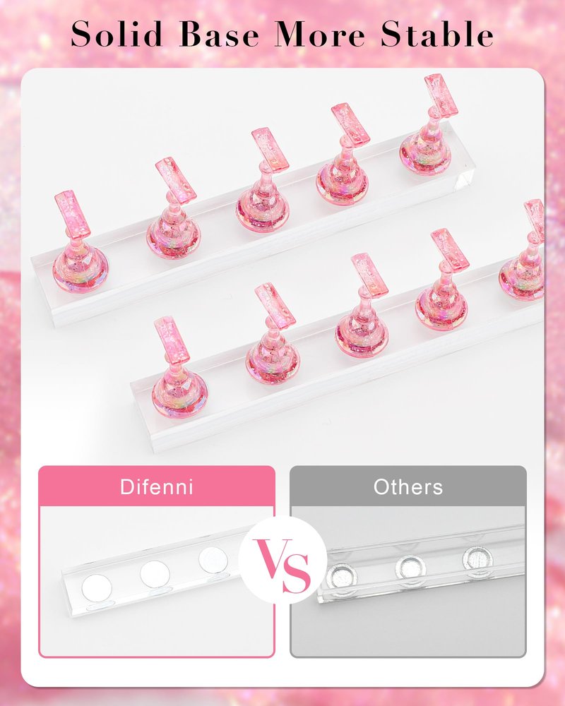 Nail Stand for Press Ons Magnetic Nail Tips Nail Holder for Painting Nails Fake Nail False Nail Design with Reusable Adhesive Putty Practice Nail Art Tools for Home Salon DIY Beginner Supplies