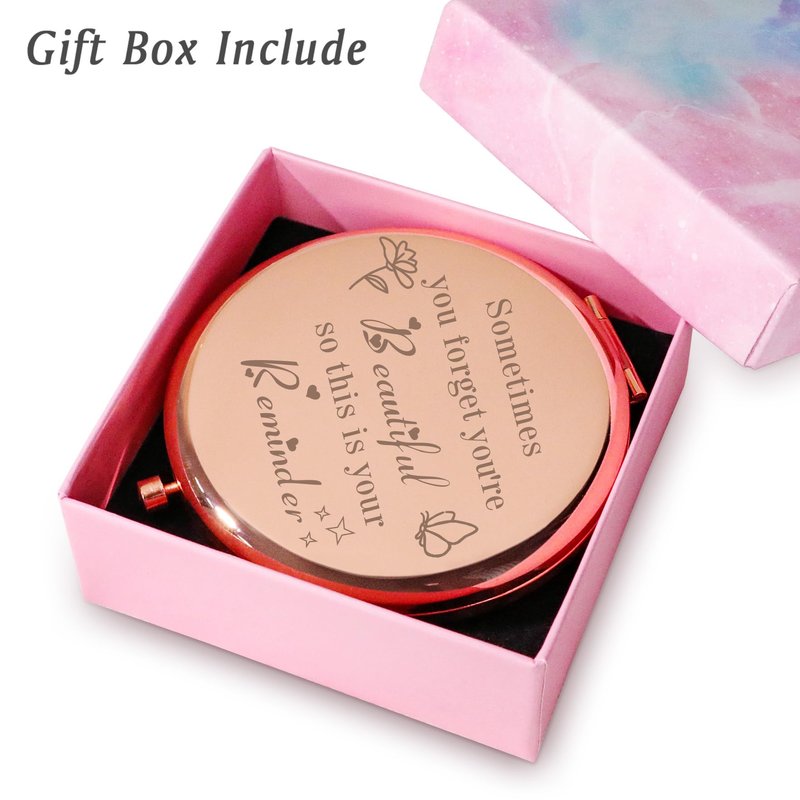 MLLXX Inspirational Gifts for Women Girl, Personalized Gift for Adult Teen, Compact Mirror for Friend Sister Daughter Wife Mom, Birthday Graduation Mothers Day Basket Stuffers