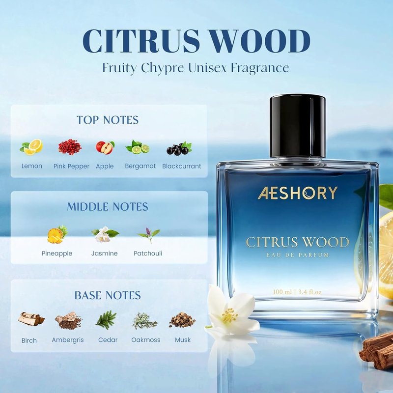 Aeshory Luxury Unisex Perfume - Long Lasting 3.4 FL OZ Eau De Parfum | Fruity Chypre & Citrus Wood Notes