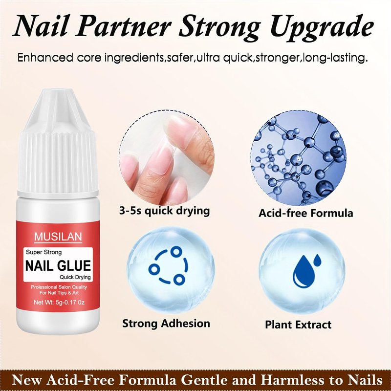 Nail Glue,Super Strong Nail Glue for Press on Nails,Nail Glue Remover Glue for False Nail Tips Long Lasting Acrylic Nail Adhesive Professional Nail Tip Glue Press On Nail Tips