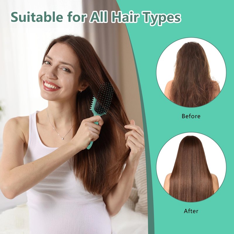 Curly Hair Brush, Curl Defining Brush, Hair Brush, Flexible, Curl Enhancing, Reduce Pulling (Green)