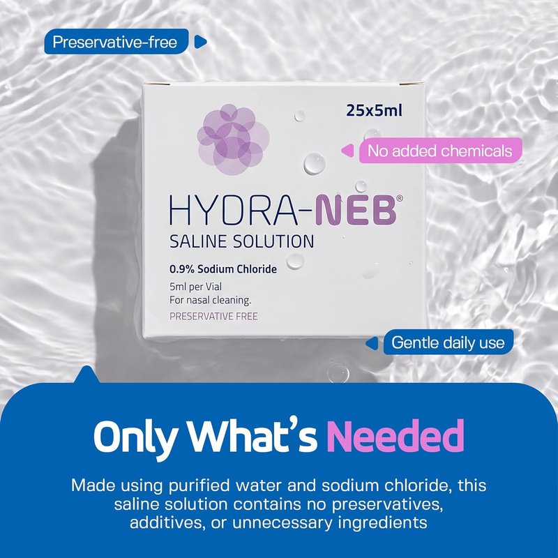 0.9% Saline Solution - Sodium Chloride Nasal Irrigation & Moisturizing for All Ages | 125 ml