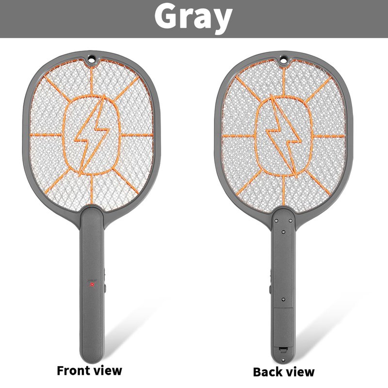 2-Pack Electric Fly Swatter, Black & Gray, AA Battery Operated Bug Zapper Racket for Indoor/Outdoor Use, Mosquito & Fly Killer, Handheld Insect Catcher