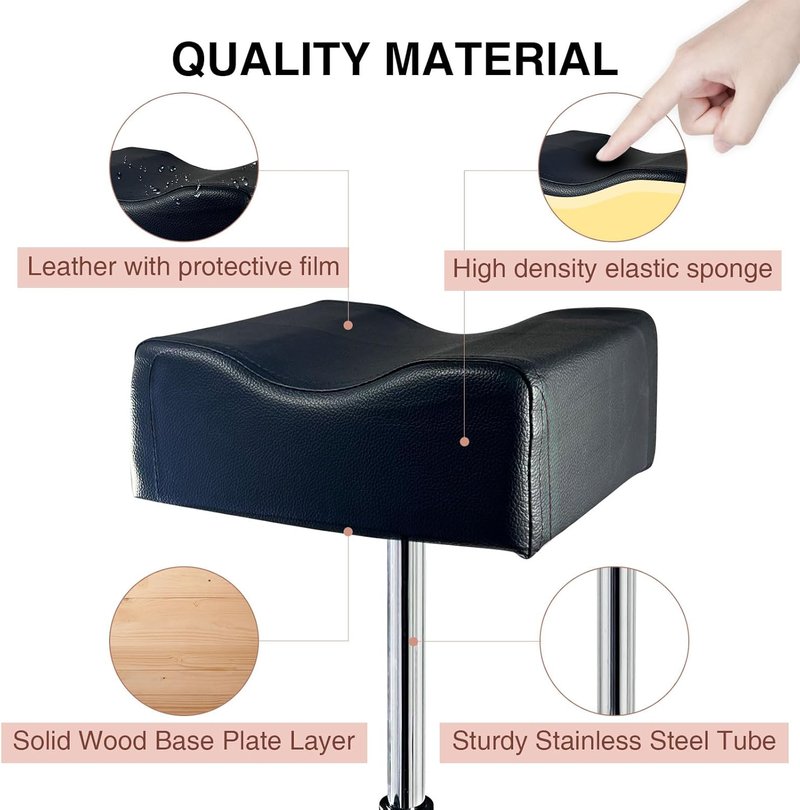 Height Adjustable Pedicure Foot Rest - Non-Slip Stool for Home & Office | Black
