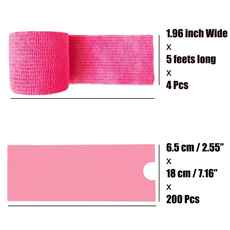MIUXIA 200 Pink Tattoo Pen Covers 4 Grip Tapes Large Tattoo Machine Covers Tape Wrap Supplies