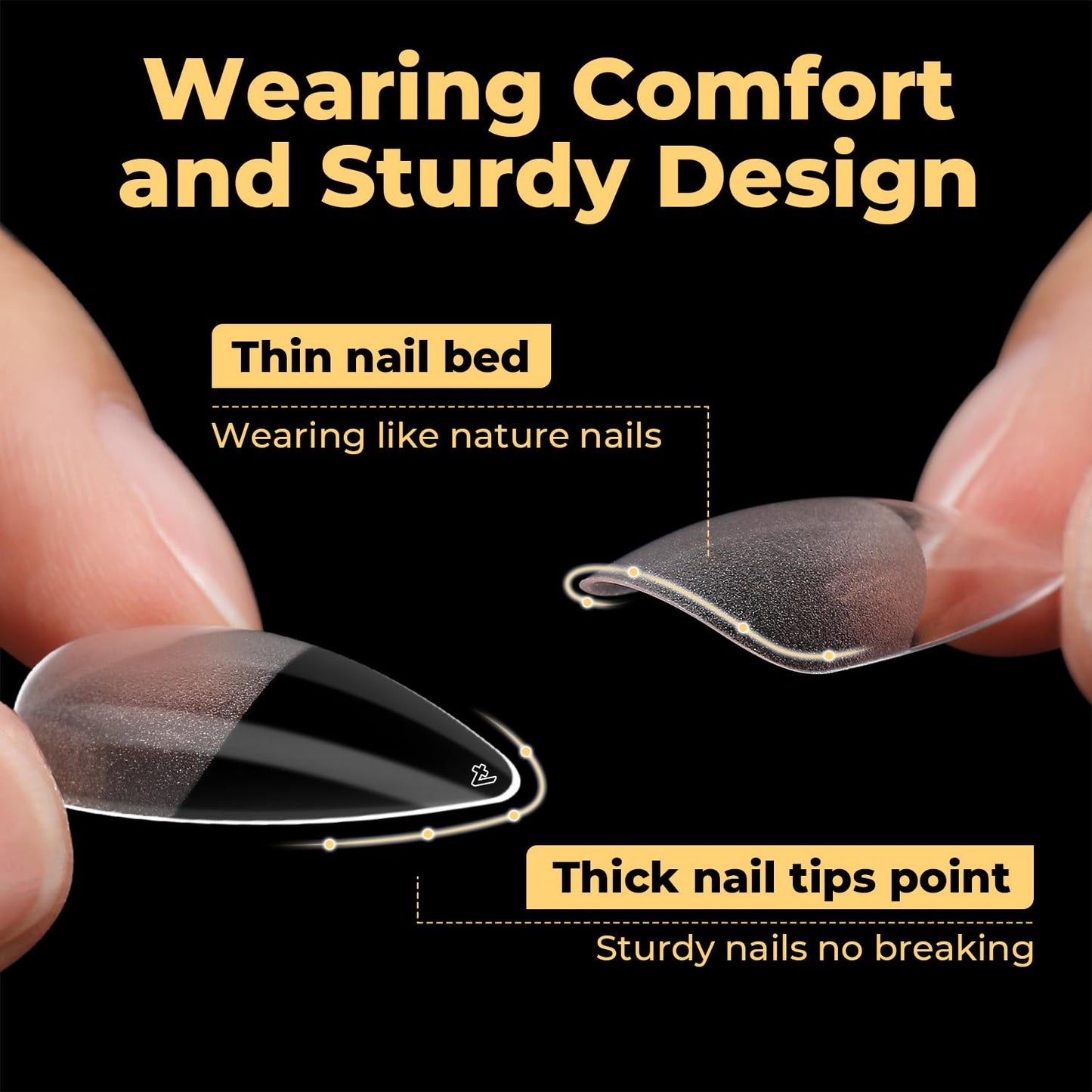 UNA GELLA Medium Stiletto Nail Tips, Pre Etched Stiletto Press on Nails, 240Pcs Clear Soft Gel Nail Tips Full Cover Fake Nails for DIY Art Salon At Home 12 Sizes