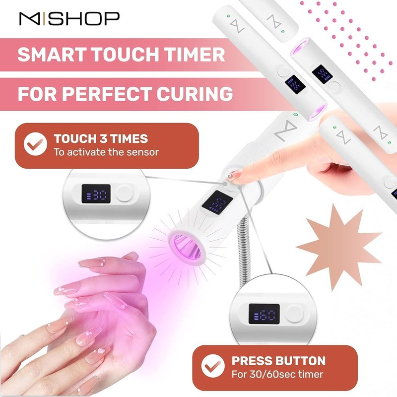 M - GlamCure GO Nail Flash Cure Lamp with Focus Beam Technology, Touch Screen - LED & UV Nail Light - Curing Lamp for Gel Nails, Acrylic, Builder - Portable & Adjustable (Teal)