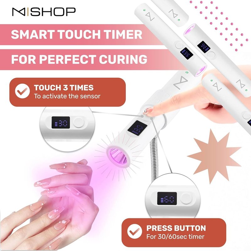 M - GlamCure GO Nail Flash Cure Lamp with Focus Beam Technology, Touch Screen - LED & UV Nail Light - Curing Lamp for Gel Nails, Acrylic, Builder - Portable & Adjustable (Violet)