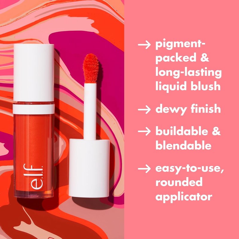 e.l.f. Camo Liquid Blush - Long-Lasting High-Pigment Formula for a Soft Dewy Finish | Vegan, Pinky Promise