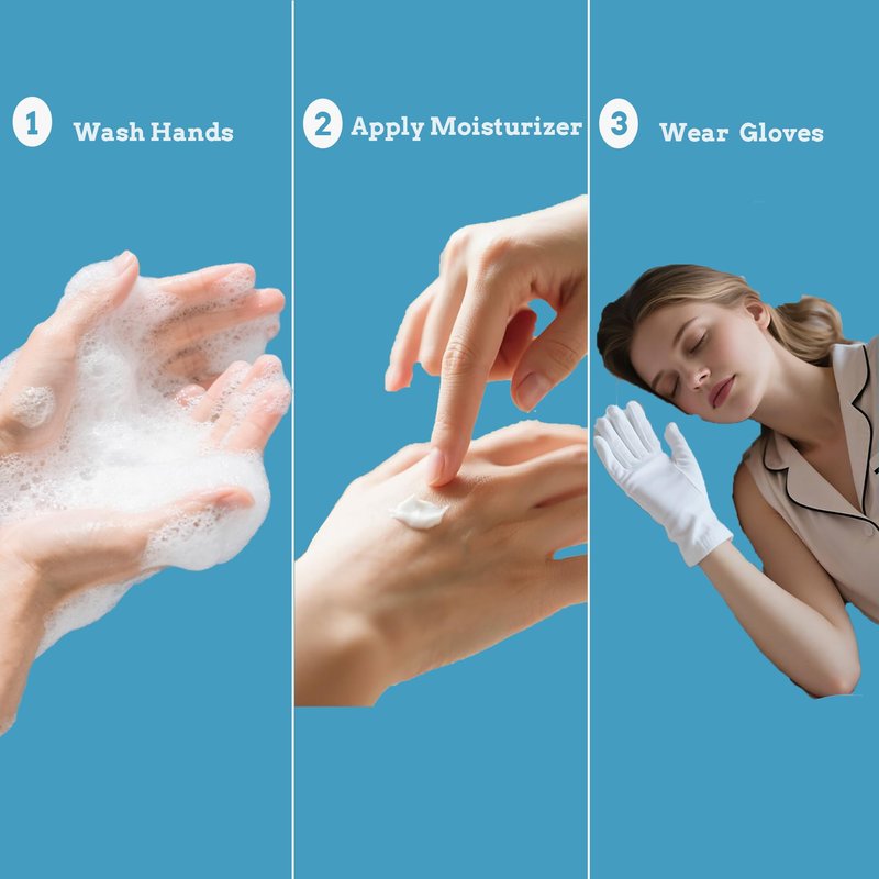 OHAVBBEI 100% White Cotton Gloves for Dry Hands, Moisturizing & Eczema Overnight, Work Gloves Liners, Ideal for Sleep & Spa Treatment, Coin Jewelry Silver Inspection, Medium, One Size, 3 Pairs