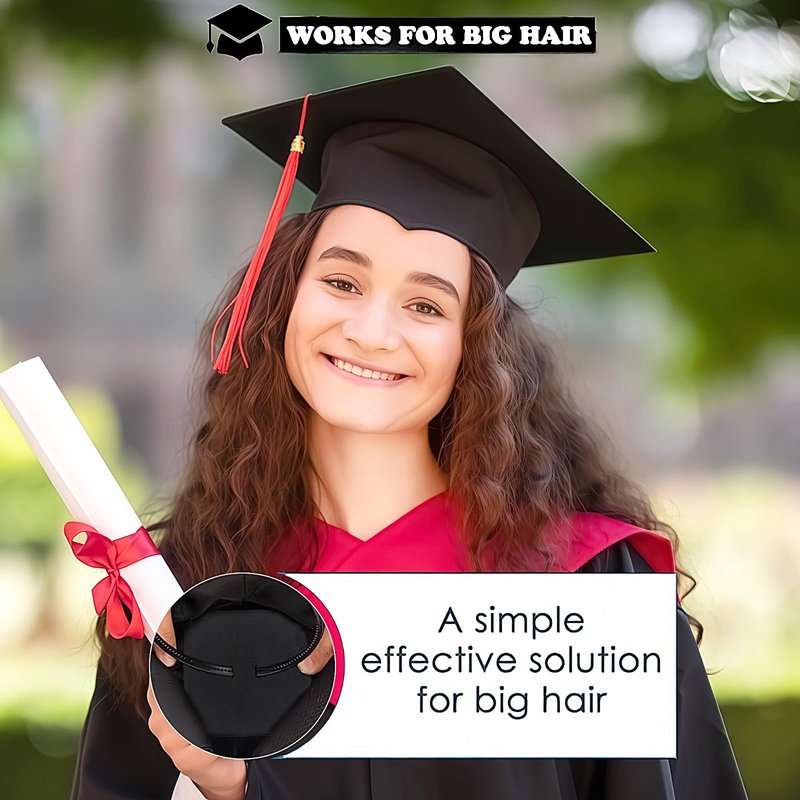SeBneny Graduation Cap Headband Insert- Black 2 Pack Firm Anti-fall Hair Band, Graduation Hat Headband Holder for Secure Grad Cap And Hairstyle, Hat Accessories for Graduates, Students