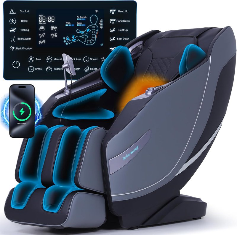 Skiennix Full Body Massage Chair - Zero Gravity 3D SL-Track Shiatsu with Rocking Sleep Mode, Black