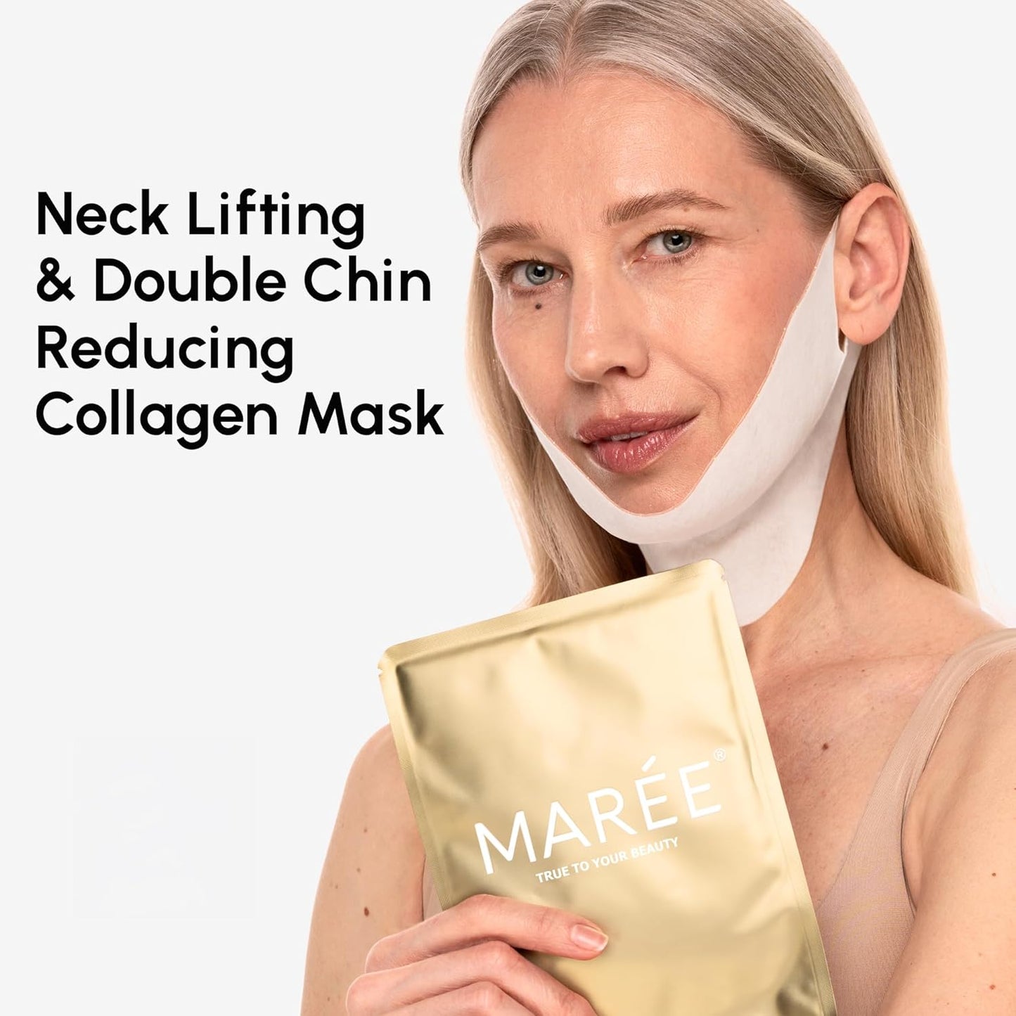 V Line Lifting Mask - 24K Gold Deep Collagen Face Mask for Women | Neck Tightening & Firming, Jawline Shaper with Retinol & Hyaluronic Acid