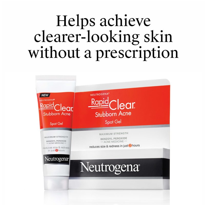 Neutrogena Rapid Clear Stubborn Acne Spot Treatment Gel, Maximum Strength 10% Benzoyl Per-oxide Treatment Medication for Acne Prone Skin, Pimple Cream Reduces Size & Redness, 1 oz