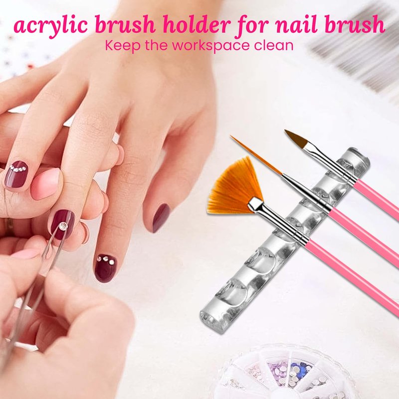 ESUOHYM Nail Stand For Press On With Nail Art Brushes Nail Holder For Painting Practice Display Presson Nails Nail Art tools Set with Nail Dotting 3D Sculpting tools, Practice Kit Tech