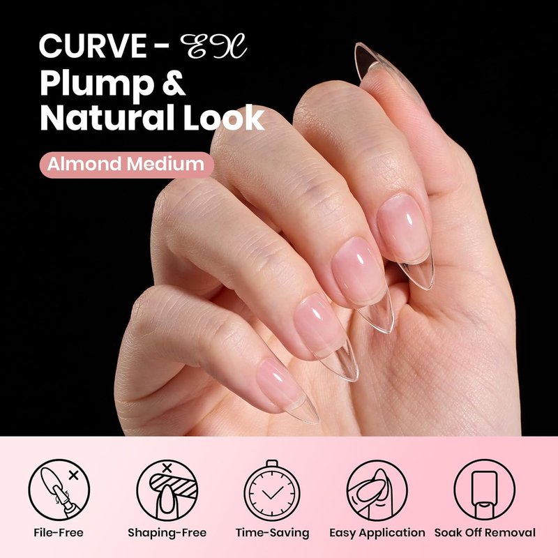 Beetles Gel Nail Tips - Almond Shape Medium Curve | 640pcs in 16 Sizes | Easy DIY Press-On Nail Extensions