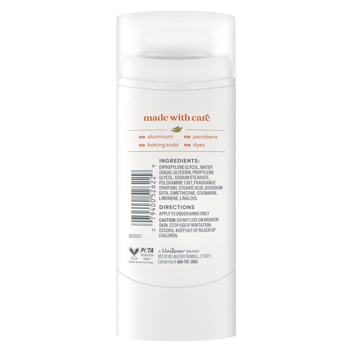 Dove Deodorant Stick Sparkling Vanilla for 72 Hour Odor Protection Aluminum Free 2.4 oz