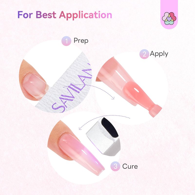 SAVILAND Glazed Nails One-Step Gel Nail Polish: Nail Polish Pen Set Sheer Pink 15ml 0.5oz 1-Minute Manicure 5 in 1 Gel Polish Art Foundation Builder Color & Base Top Quick & Easy DIY Manicures