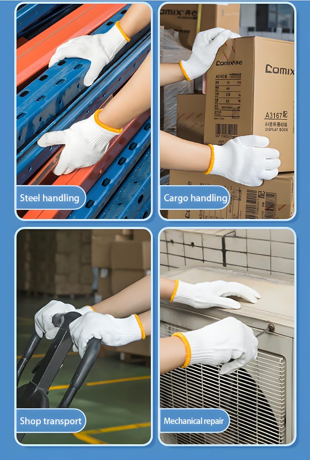 Skiennix Unisex Cotton Polyester Safety Gloves - Ideal for Gardening, Cooking & Warehouse Use | 12/36/240 Pairs