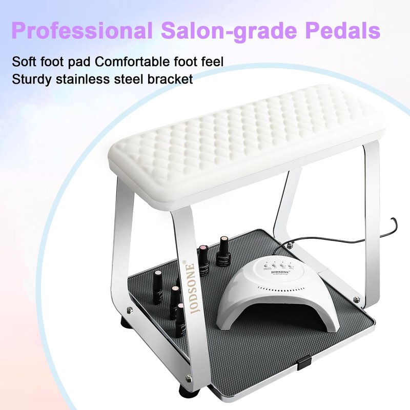 JODSONE Pedicure Foot Rest for Nails Tech with Soft Cushion,Pedicure Stool,Nail Stand,Detachable Stainless Manicure Foot Rest for Home and Salon Use Pedicure Station
