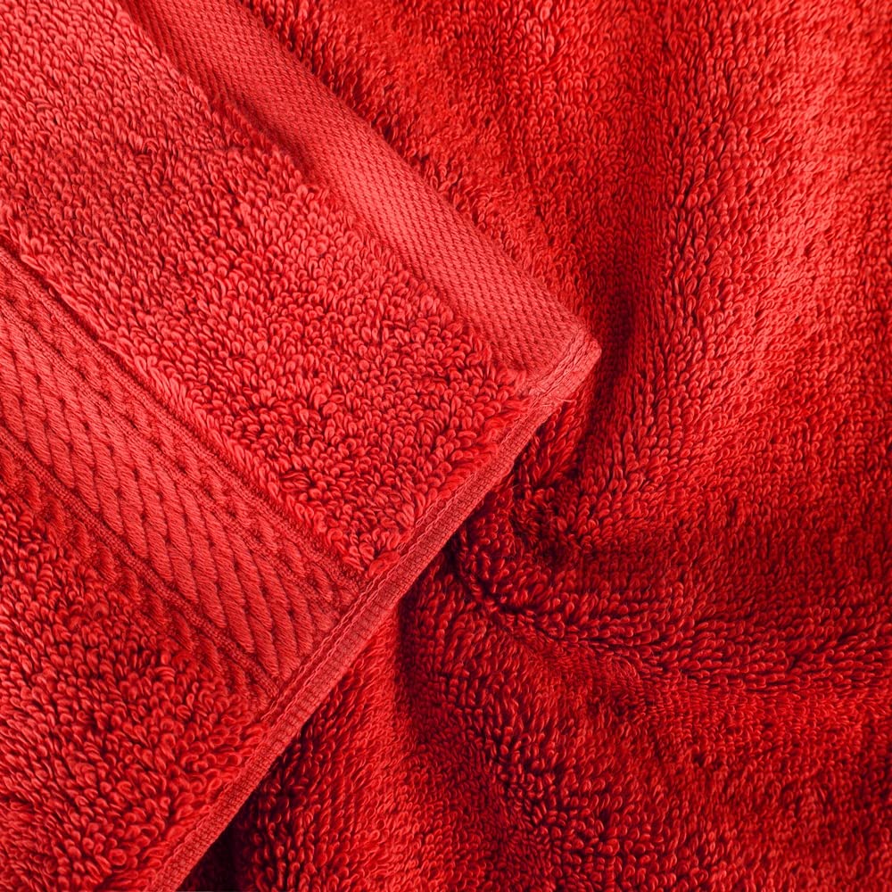 SUPERIOR Egyptian Cotton Pile 3 Piece Towel Set, Includes 1 Bath, 1 Hand, 1 Face Towel/Washcloth, Ultra Soft Luxury Towels, Thick Plush Essentials, Guest Bath, Spa, Hotel Bathroom, Red